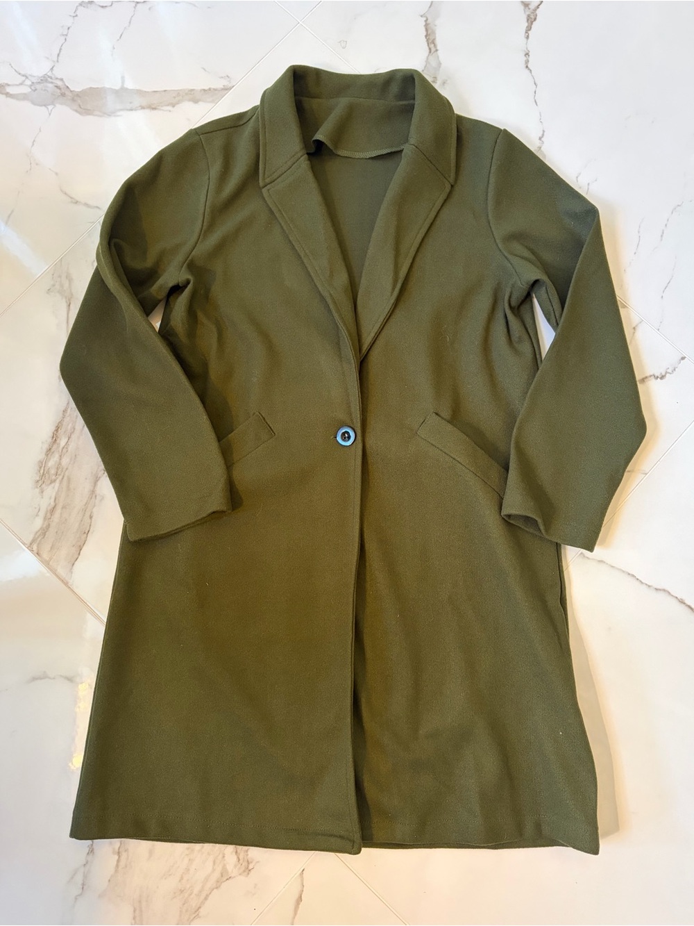 Olive Green Unlined Trench Coat - Picture 2 of 9